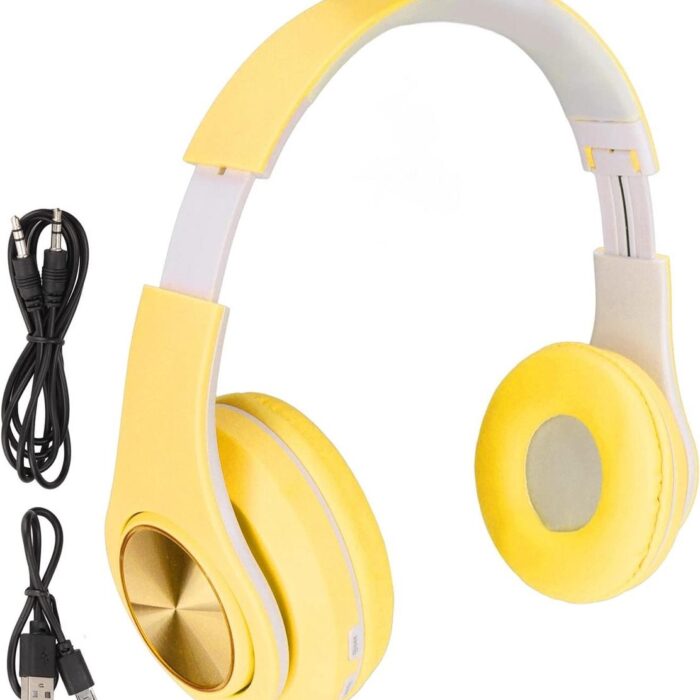 Ruisonderdrukkende Opvouwbare Bluetooth Over-ear Draadloze Hoofdtelefoon met Kleurrijk Licht voor Telefoon en Laptop (Geel)