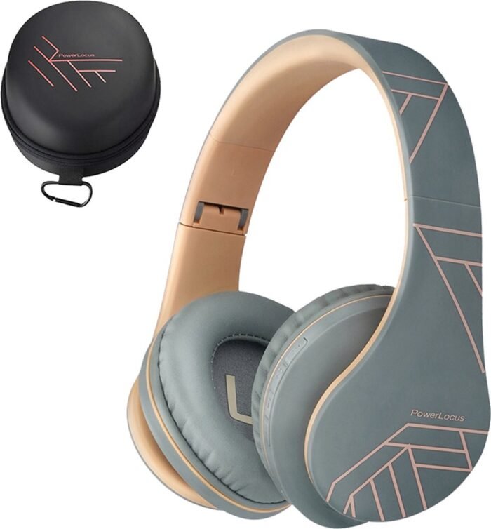 PowerLocus P2 - Draadloze Over-Ear Koptelefoon Inklapbaar - Bluetooth Hoofdtelefoon - Met microfoon – Headphone - Micro SD mode – Incl. Carry Case - Asphalt Grey