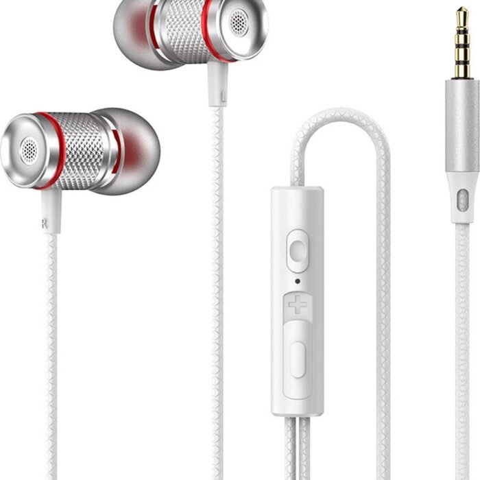 Bedrade oortjes - In Ear Oordopjes - Oortjes met Draad en Microfoon - Extra Bass - 3,5mm Jack Aansluiting - 120cm kabel - Wit