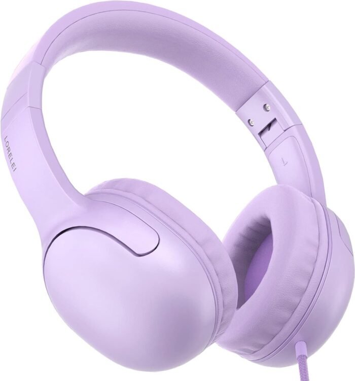 StayPowered Hoofdtelefoon voor Kinderen - Helder Geluid en Comfort - Opvouwbaar - 3,5 mm Jack - Knoopvrije Nylonkabel - Duurzaam Ontwerp - Verstelbare Hoofdband - Compatibel met Smart-apparaten - Paars - Levering Sneller dan Aangegeven!