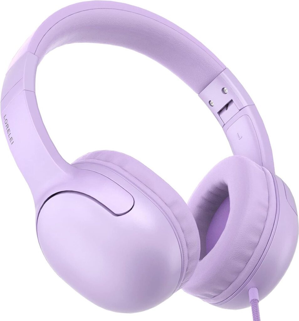 StayPowered Hoofdtelefoon voor Kinderen - Helder Geluid en Comfort - Opvouwbaar - 3,5 mm Jack - Knoopvrije Nylonkabel - Duurzaam Ontwerp - Verstelbare Hoofdband - Compatibel met Smart-apparaten - Paars - Levering Sneller dan Aangegeven!