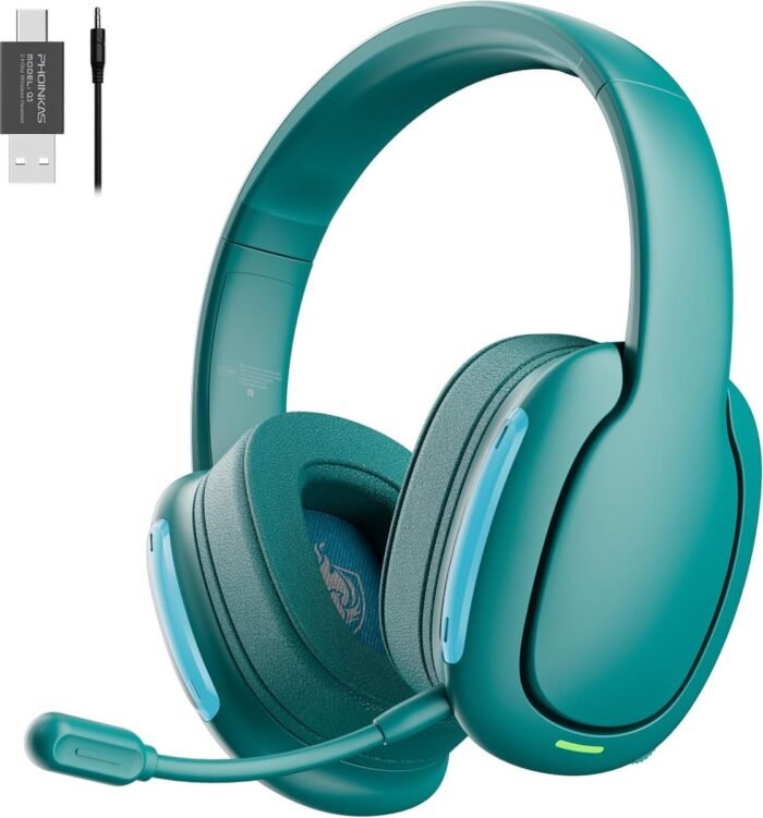 StayPowered Gaming Headset - Voor Ultieme Geluidservaring en Comfort - Draadloos en Bekabeld - 7.1 Surround Sound - Ruisonderdrukkende Microfoon - Lage Latentie - Compatibel met PS5, PS4, PC, Xbox en Switch - Groen - Levering Sneller dan Aangegeven!