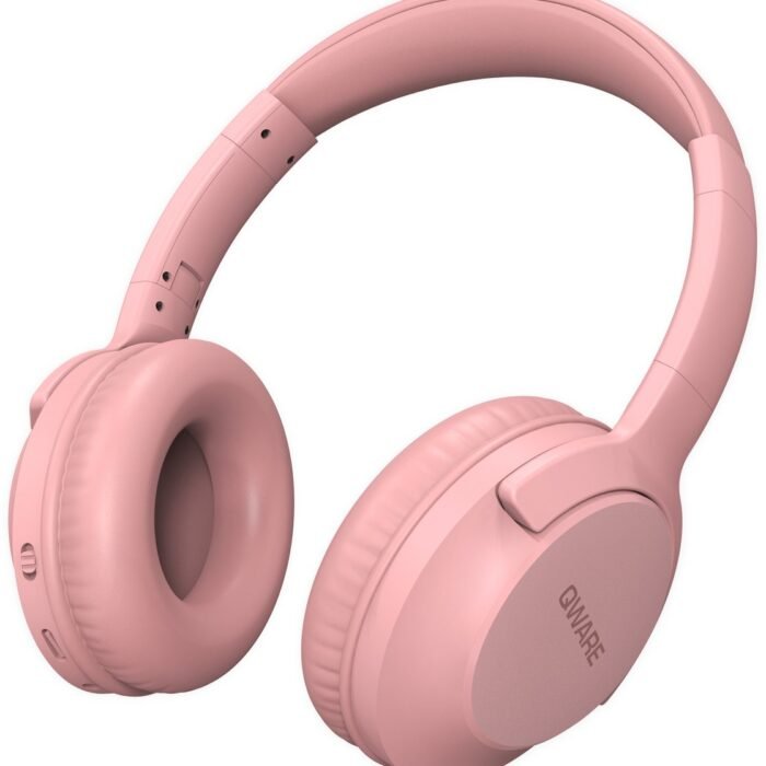 Qware - Draadloze Koptelefoon - Draadloos- Bluetooth 5.1 - Headset - Headphone - Volumeknoppen - USB-C - 20h luisteren op 50% - Vouwbaar Design - Roze