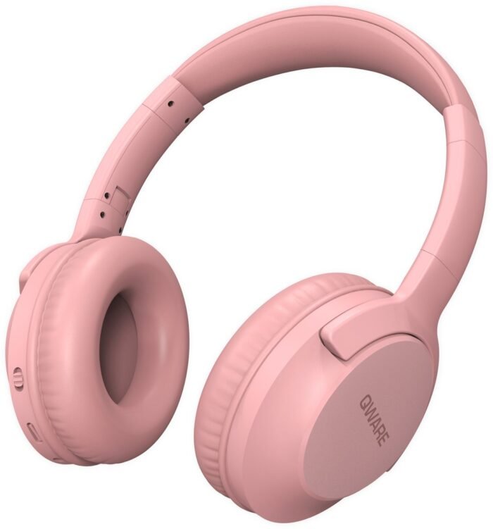 Qware - Draadloze Koptelefoon - Draadloos- Bluetooth 5.1 - Headset - Headphone - Volumeknoppen - USB-C - 20h luisteren op 50% - Vouwbaar Design - Roze