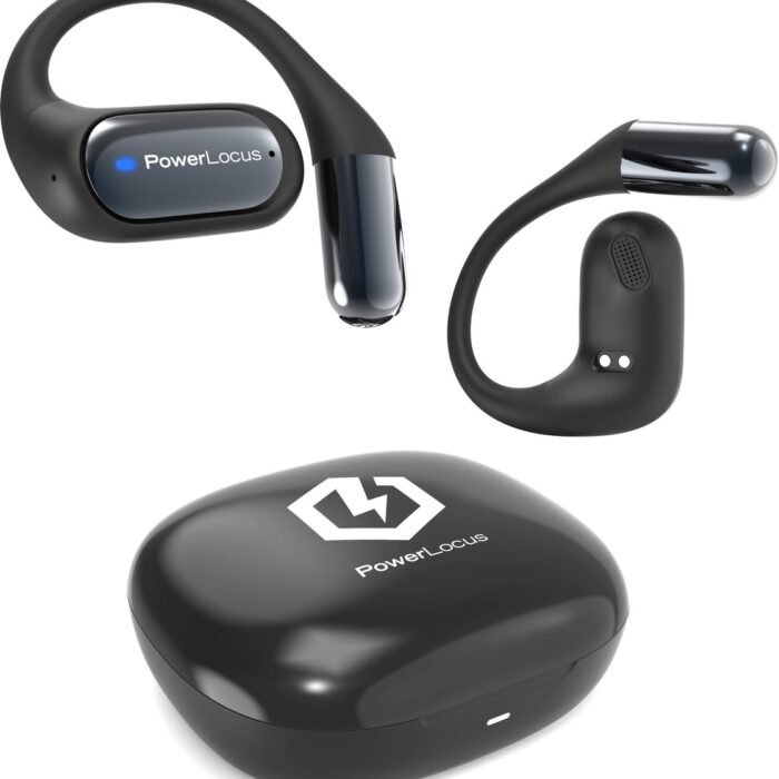 PowerLocus Free X - Open-Ear Koptelefoon - Draadloze Oordopjes - Bluetooth 5.3 - Draadloze oortjes - Waterproof Sport Oortjes - Universeel - Zwart