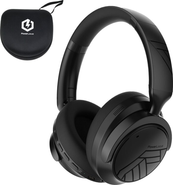 PowerLocus MoonFly Bluetooth Koptelefoon – Over-Ear Active Noise Cancelling Koptelefoon – 70 uur batterijduur – Microfoon – incl. Premium Case - Zwart