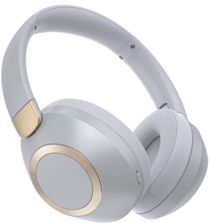 StayPowered Draadloze Hoofdtelefoon - 50 Uur Playtime Voor Onbeperkt Luisterplezier - Diepe Bassen - Opvouwbaar Ontwerp - Bluetooth 5.3 - Ingebouwde Microfoon - Ergonomische Pasvorm - Wit/Goud - Levering Sneller Dan Aangegeven!