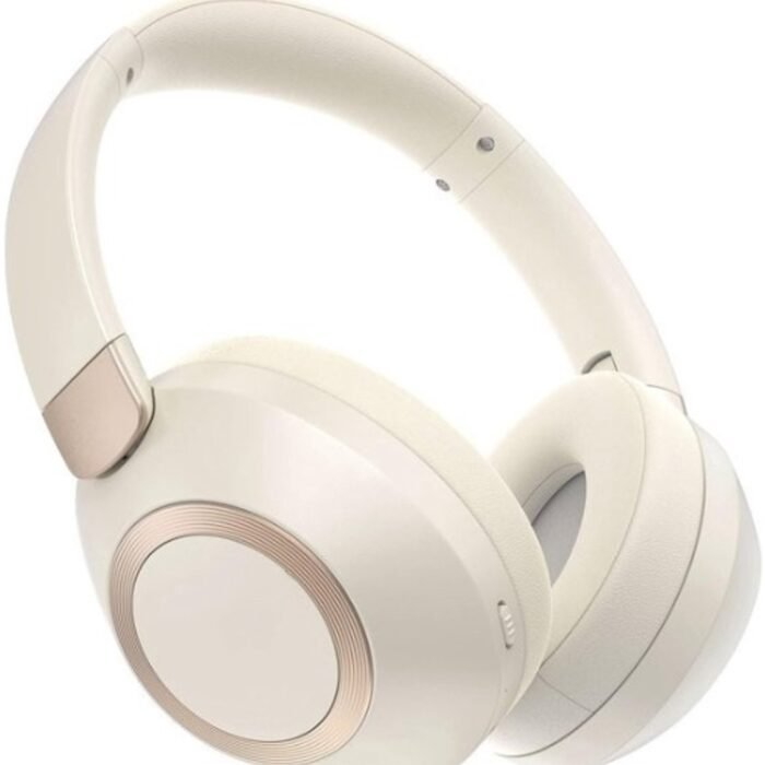 StayPowered Draadloze Hoofdtelefoon - 50 Uur Playtime Voor Onbeperkt Luisterplezier - Diepe Bassen - Opvouwbaar Ontwerp - Bluetooth 5.3 - Ingebouwde Microfoon - Ergonomische Pasvorm - Beige/Wit - Levering Sneller Dan Aangegeven!
