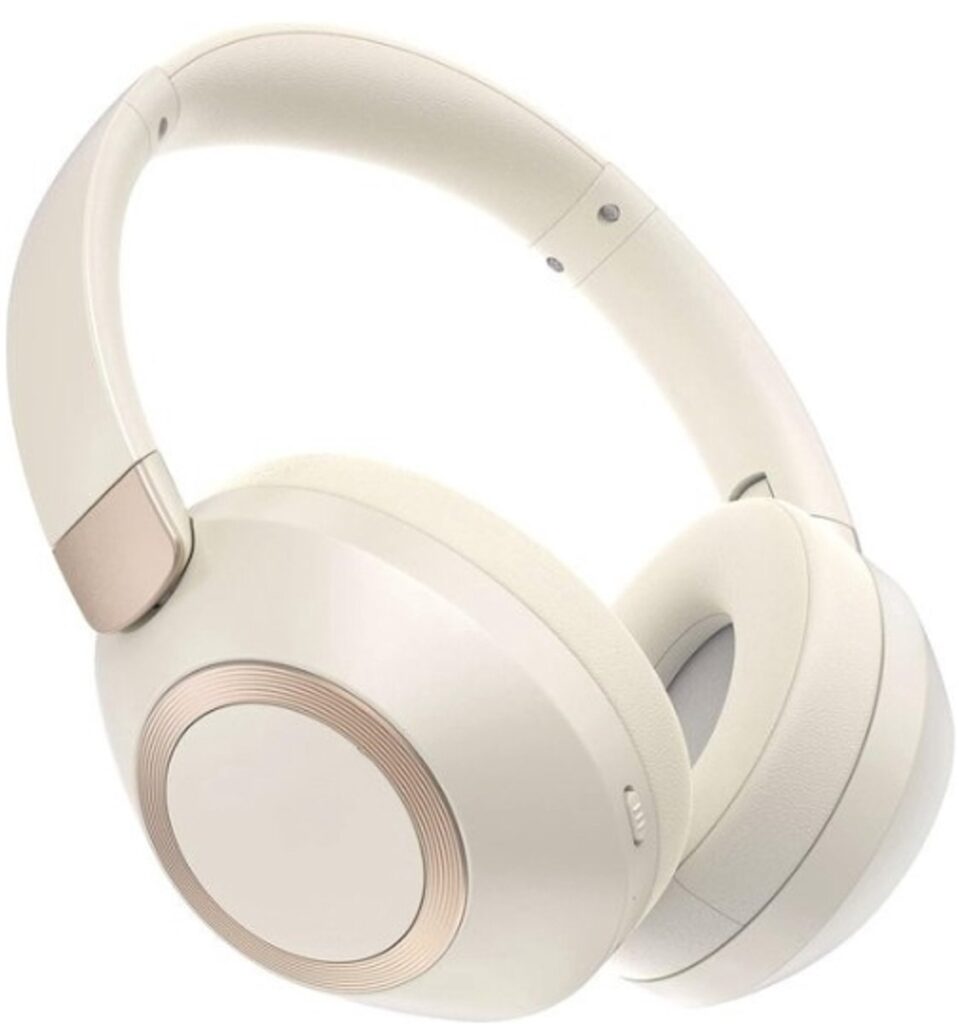 StayPowered Draadloze Hoofdtelefoon - 50 Uur Playtime Voor Onbeperkt Luisterplezier - Diepe Bassen - Opvouwbaar Ontwerp - Bluetooth 5.3 - Ingebouwde Microfoon - Ergonomische Pasvorm - Beige/Wit - Levering Sneller Dan Aangegeven!
