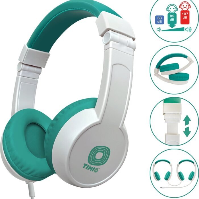 TIMIO Opvouwbare Kinder-Koptelefoon, Hoofdtelefoon, Headphones | Licht, Klein, Compact | Compatibel met TIMIO Player en andere Apparaten | Volume beperkt tot 85dB | Afneembare Kabel | Muziek delen