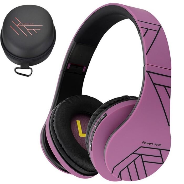PowerLocus P2 - Draadloze Over-Ear Koptelefoon Inklapbaar - Bluetooth Hoofdtelefoon - Met microfoon – Headphone - Micro SD mode – Incl. Carry Case - Zwart/Purper