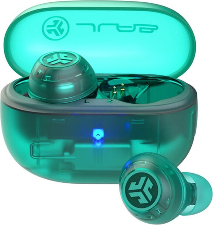 JLAB Go POP ANC Draadloze oordopjes - Noise Cancelling Oortjes - Bluetooth Multipoint - 24 uur speeltijd - Met Microfoon - Draadloos - Geschikt voor Android en Apple - Clear Teal