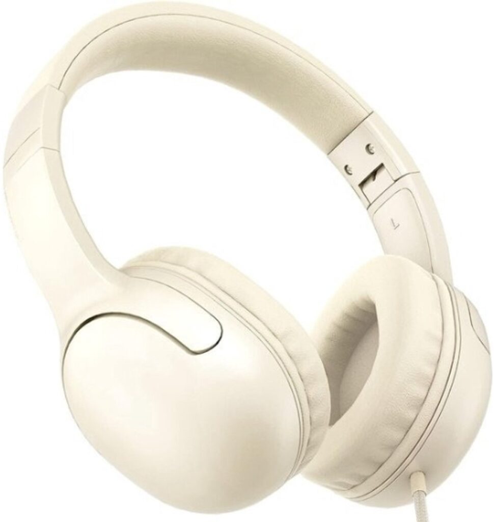 StayPowered Hoofdtelefoon voor Kinderen - Helder Geluid en Comfort - Opvouwbaar - 3,5 mm Jack - Knoopvrije Nylonkabel - Duurzaam Ontwerp - Verstelbare Hoofdband - Compatibel met Smart-apparaten - Beige - Levering Sneller dan Aangegeven!
