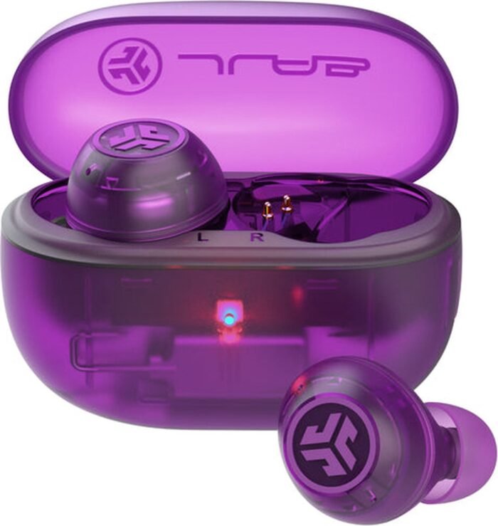 JLAB Go POP ANC Draadloze oordopjes - Noise Cancelling Oortjes - Bluetooth Multipoint - 24 uur speeltijd - Met Microfoon - Draadloos - Geschikt voor Android en Apple - Clear Purple