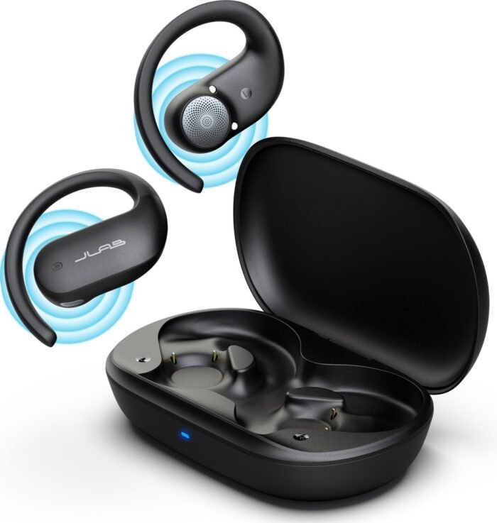 JLab JBuds Open Sport Draadloze Oordopjes – Bluetooth 5.3 – Open Ear – Sport Oortjes – 26 uur Speeltijd – Multipoint - IP55 Zweetbestendig - USB C