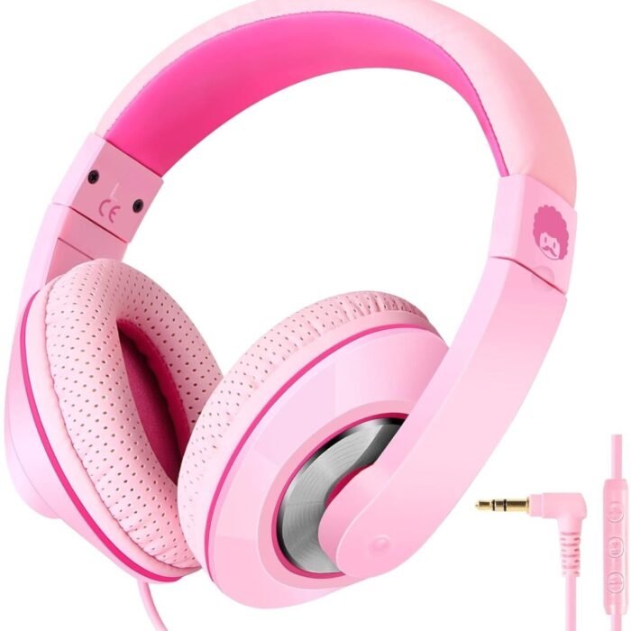 StayPowered Kinderkoptelefoon - Perfect Geluid & Ultiem Comfort - Verstelbaar - HD Microfoon - Kraakhelder Stereo - Zachte Oorkussens - Duurzame Kabel - 3.5mm Jack - Roze - Levering Sneller dan Aangegeven!