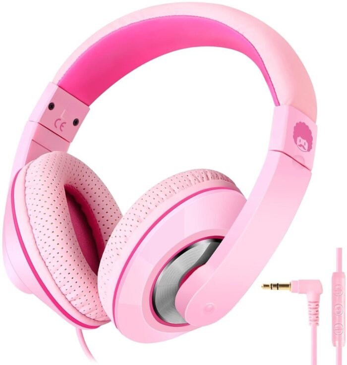 StayPowered Kinderkoptelefoon - Perfect Geluid & Ultiem Comfort - Verstelbaar - HD Microfoon - Kraakhelder Stereo - Zachte Oorkussens - Duurzame Kabel - 3.5mm Jack - Roze - Levering Sneller dan Aangegeven!