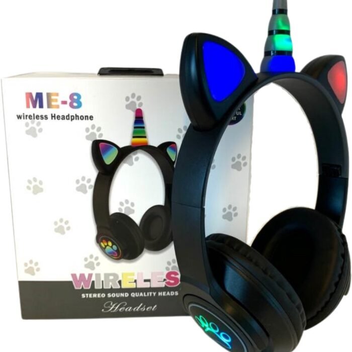 Cat Eenhoorn Wireless Stereo Koptelefoon - Over Ear Headset - Hifi Stereo Bass - Katten Oortjes - Zwart