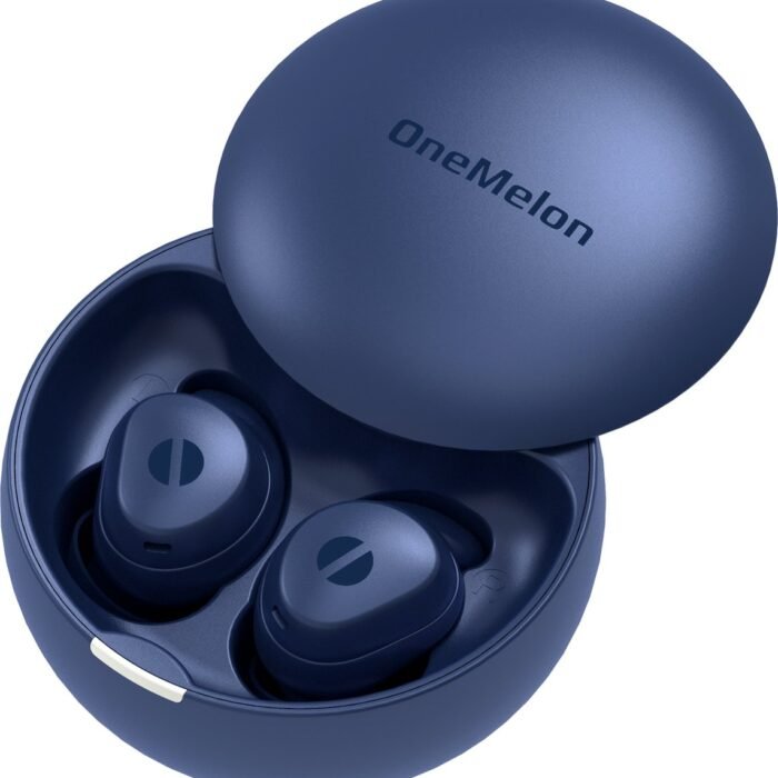 OneMelon Drops - draadloze oordopjes - kleine oordopjes - donkerblauw - bluetooth 5.3 oortjes o.a. voor slapen - ANC en Transparency mode - ENC microfoon - touch bediening - usb-c - draadloos opladen - slaapoordopjes