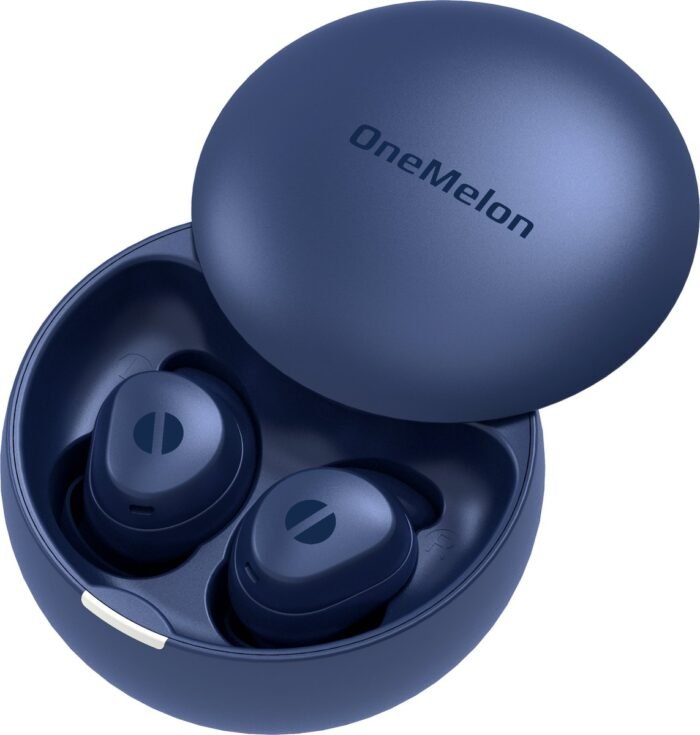 OneMelon Drops - draadloze oordopjes - kleine oordopjes - donkerblauw - bluetooth 5.3 oortjes o.a. voor slapen - ANC en Transparency mode - ENC microfoon - touch bediening - usb-c - draadloos opladen - slaapoordopjes
