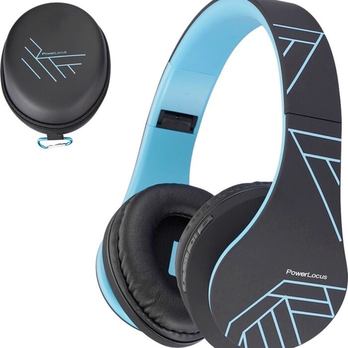 PowerLocus P2 Draadloze Over Ear Koptelefoon - Bluetooth 5.0 - Deep Bass - 20 Uur Speeltijd - Opbergtas - [Upgrade Zwart/Blauw]