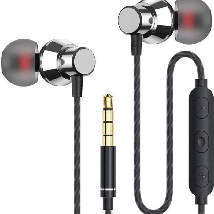 DrPhone Hi11 AUX1 - 3.5MM Jack In-Ear Oordoppen - 16 bit - Dynamische BASS - Oortelefoon met microfoon - Geschikt Voor Apparaten Met AUX Ingang - Zwart/Zilver