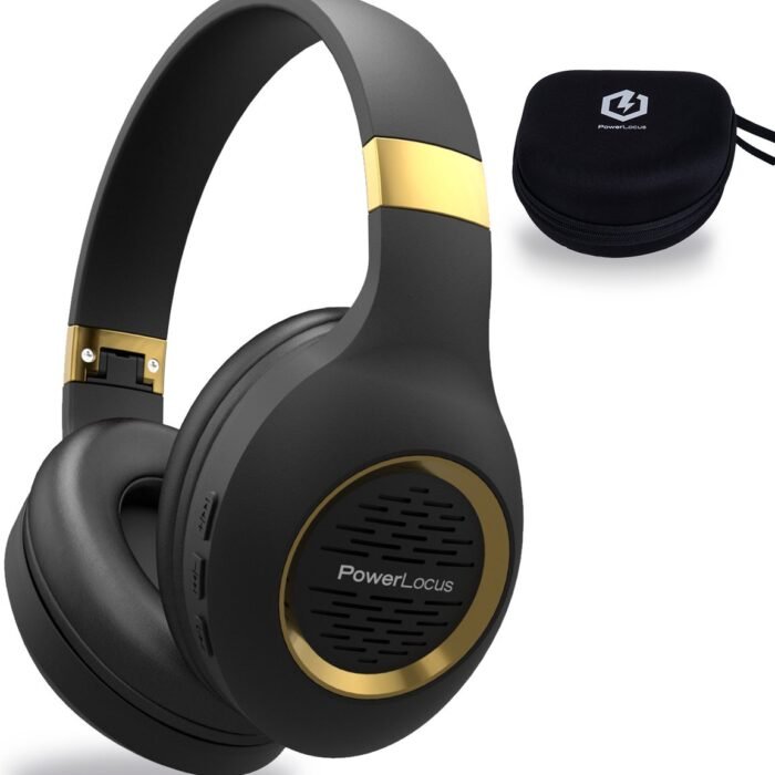 PowerLocus P4 Draadloze Koptelefoon Over-Ear - Bluetooth - incl. Premium Case - met Microfoon - Zwart/Goud