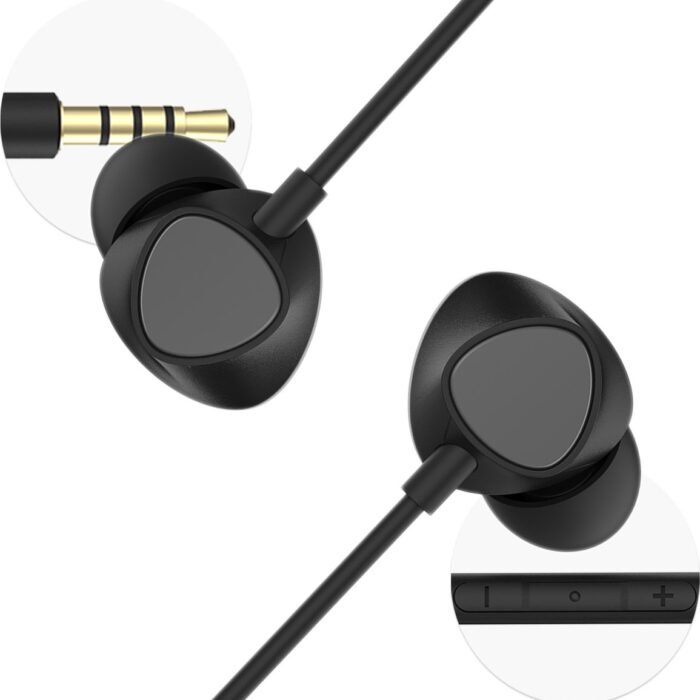 imoshion Bedrade Oordopjes met AUX / 3,5 mm Jack Aansluiting - In-Ear Oortjes met Draad - Zwart