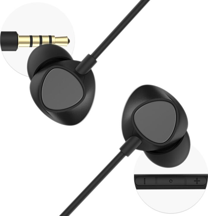 imoshion Bedrade Oordopjes met AUX / 3,5 mm Jack Aansluiting - In-Ear Oortjes met Draad - Zwart