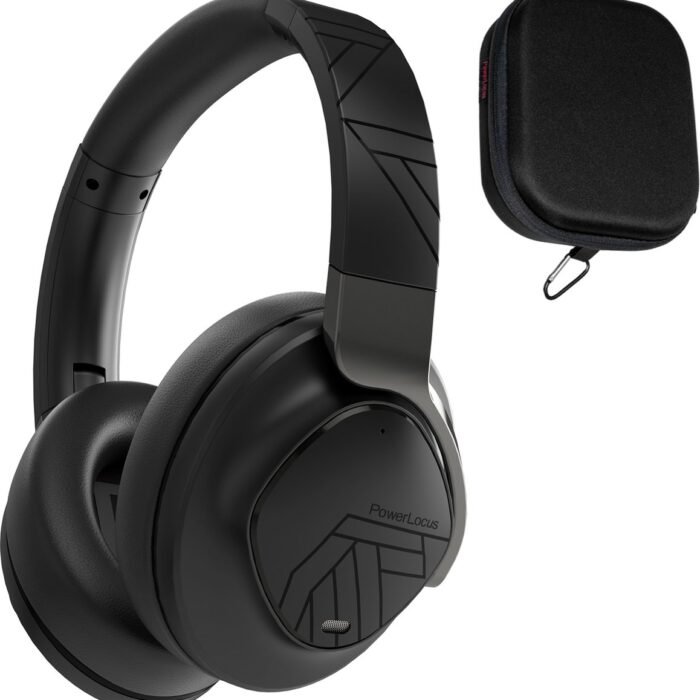 PowerLocus MoonFly Koptelefoon Over-Ear met Active Noise Cancelling, Draadloze Hoofdtelefoon, Voice Assistant Activation - Zwart Metaal