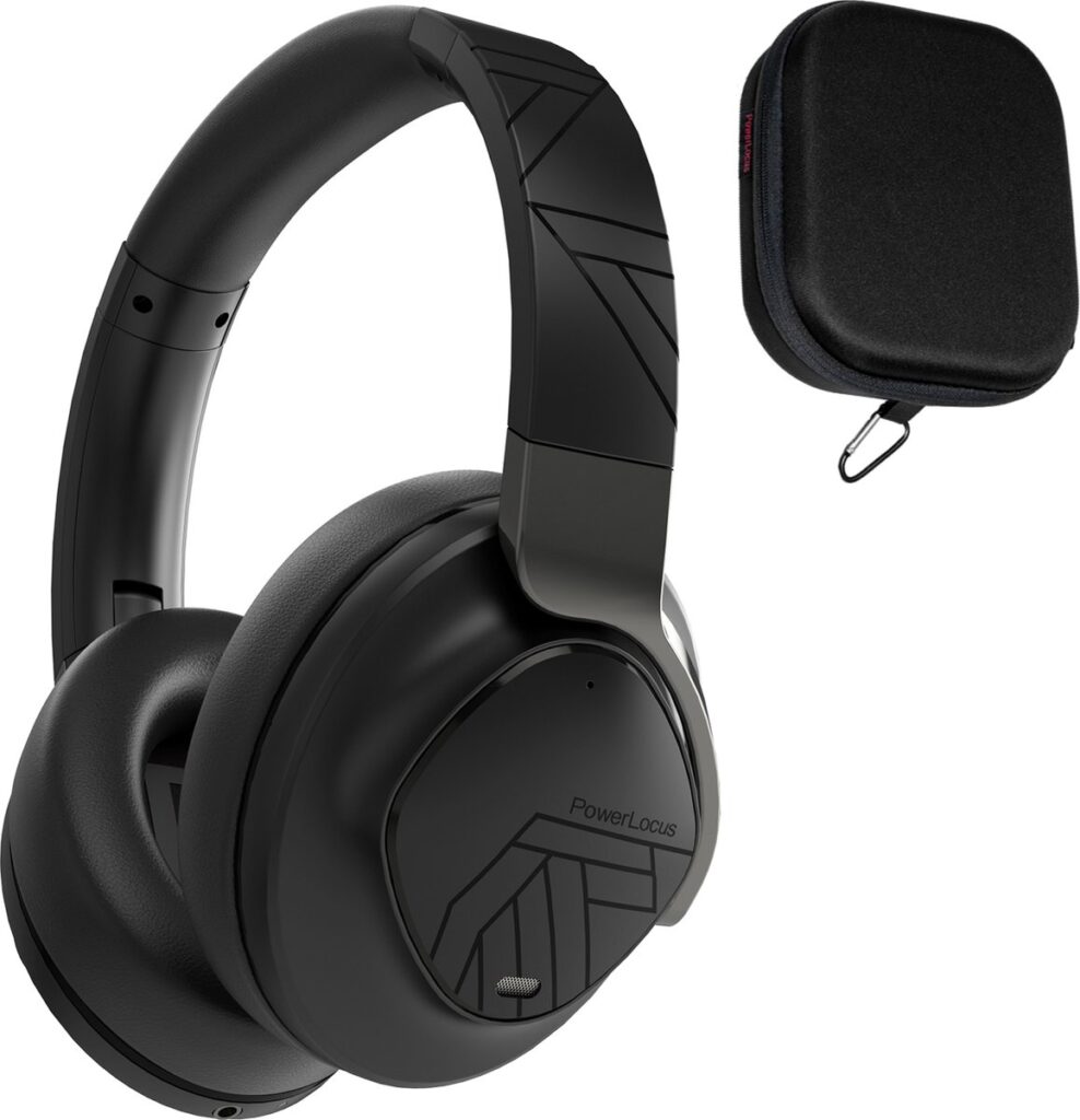 PowerLocus MoonFly Koptelefoon Over-Ear met Active Noise Cancelling, Draadloze Hoofdtelefoon, Voice Assistant Activation - Zwart Metaal