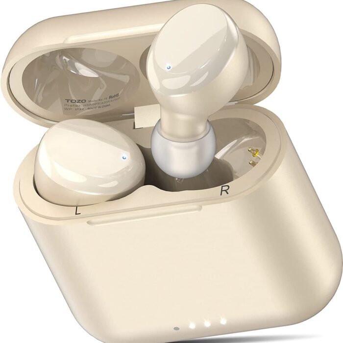 TOZO T6 True Draadloze Oordopjes Bluetooth Hoofdtelefoon Touch Control met Draadloze Opladen IPX8 Waterdichte Stereo Oortelefoon in Ear Headset Premium Diepe Bas Champagne