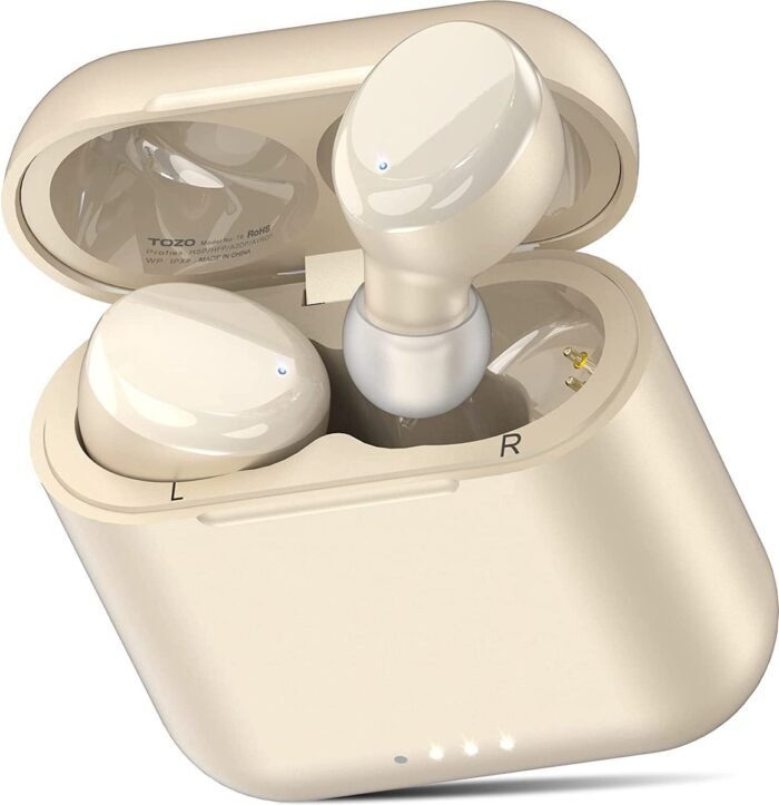TOZO T6 True Draadloze Oordopjes Bluetooth Hoofdtelefoon Touch Control met Draadloze Opladen IPX8 Waterdichte Stereo Oortelefoon in Ear Headset Premium Diepe Bas Champagne