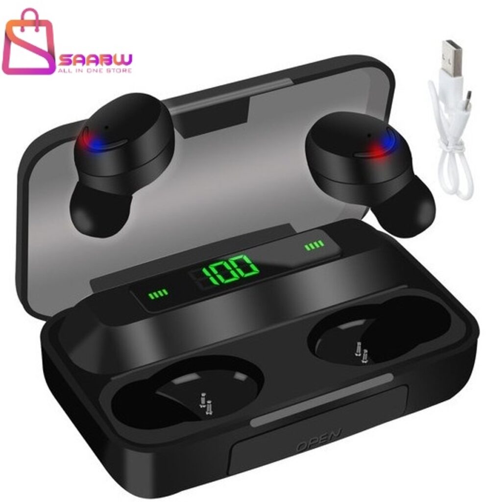Bluetooth oordopjes draadloos met LCD Display – Inclusief 2200mAh Powerbank Case – Bluetooth 4.1 – 10m Bereik – Tot 6u Speeltijd – Zwart