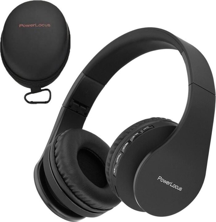 PowerLocus P1 Bluetooth Koptelefoon – Draadloos – Over Ear – Met Microfoon – Inklapbaar - incl. Hoes – Zwart