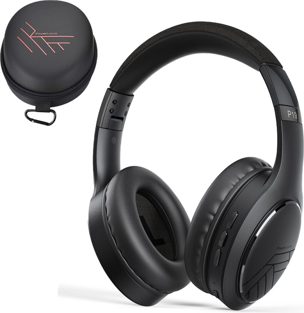 PowerLocus P19 Bluetooth Koptelefoon - Koptelefoon Draadloos - tot 70 Uur Speeltijd en met Aux Kabel - Over Ear Hoofdtelefoon - 3 EQ-Modi - Met Draagtas – Zwart
