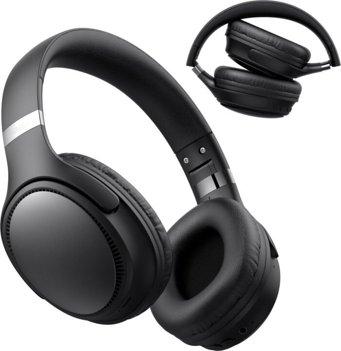 Draadloze Koptelefoon met FM Radio en Bluetooth - 55+ Uur Batterijduur - Inklapbaar Design - Passieve Noise Cancelling - Koptelefoons Draadloos - Zwart