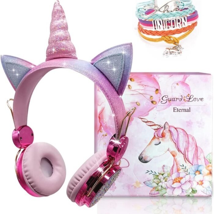 Schattige Draadloze Eenhoorn Hoofdtelefoon voor Kinderen - Roze Bluetooth Hoofdtelefoon voor Meisjes - Perfect Cadeau voor Verjaardag en Kerstmis