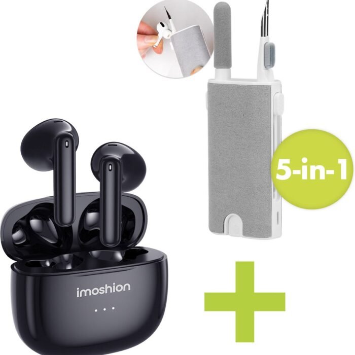iMoshion Aura Earbuds Inclusief 5-in-1 Oordopjes Reinigingskit - Draadloze Oordopjes - Zwart