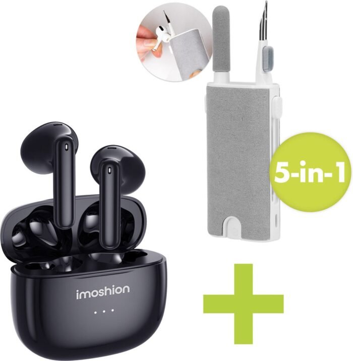 iMoshion Aura Earbuds Inclusief 5-in-1 Oordopjes Reinigingskit - Draadloze Oordopjes - Zwart