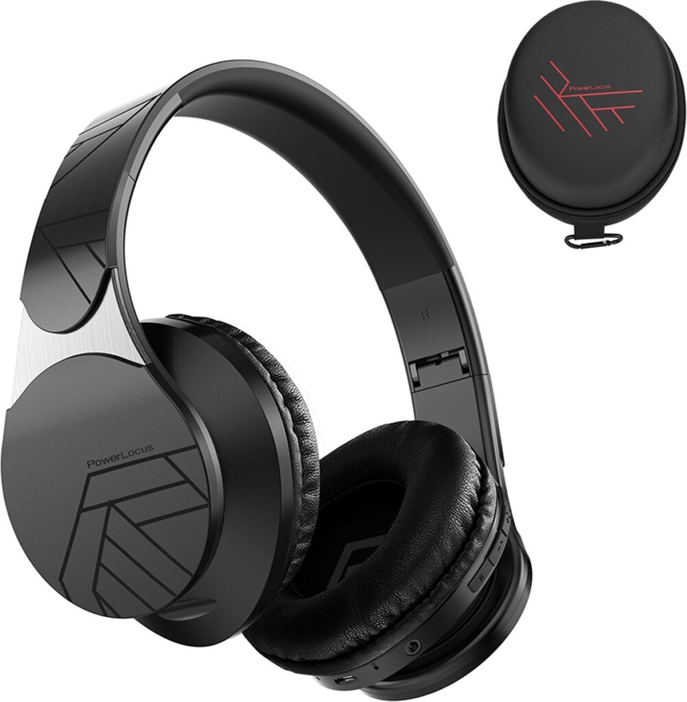 PowerLocus EDGE - Draadloze Koptelefoon - Koptelefoon Draadloos - Bluetooth Headphone - Over-Ear - FM Radio - Micro SD - Microfoon - inkl. Case - Zwart