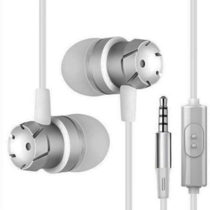 Oortjes met Draad - 3.5mm Jack AUX aansluiting - In-Ear Oordopjes koptelefoon met draad en microfoon - Headset - zilver