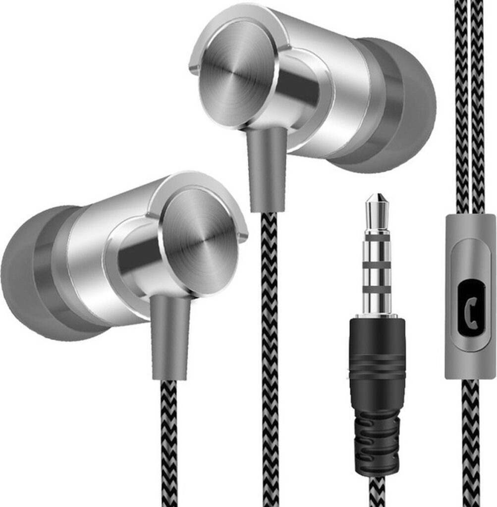 Provium - Oortjes met Draad - 3.5mm Jack AUX aansluiting - In-Ear Oordopjes met draad en microfoon - Headset - grijs
