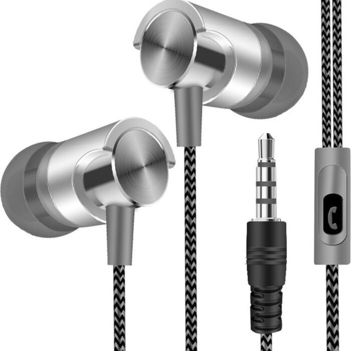 Provium - Oortjes met Draad - 3.5mm Jack AUX aansluiting - In-Ear Oordopjes met draad en microfoon - Headset - grijs
