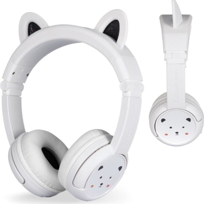 BuddyPhones PlayEars Koptelefoon kinderen - kinder Koptelefoon Draadloos – Volumelimiet 75/85/94 dB – 24 uur batterijduur - Pandabeer oortjes