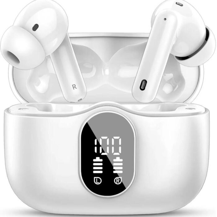 SBG Draadloze Oordopjes - Noise Cancelling - Headset - Bluetooth 5.3 - Earbuds oplaadcase - LED Display - Met Microfoon - Extra dopjes - Wit