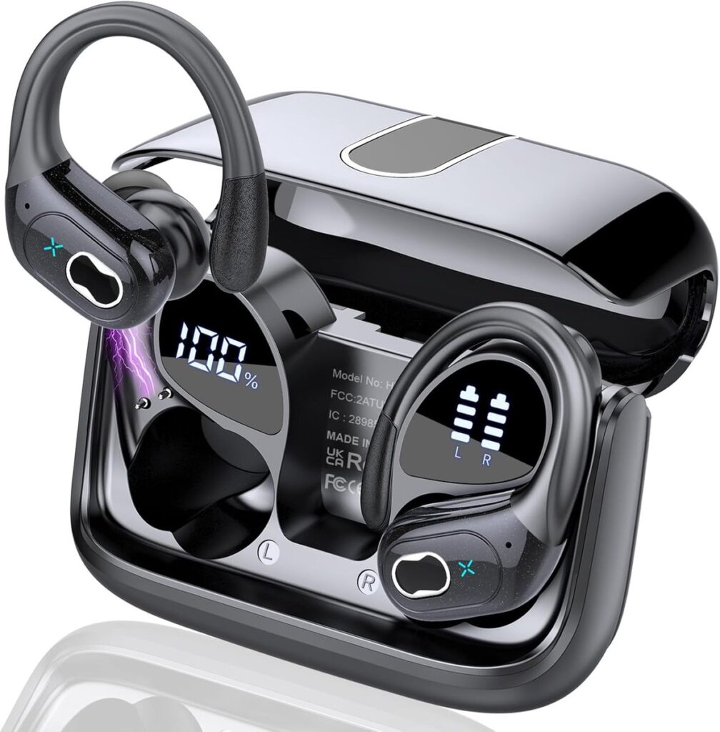 Synyq Active Draadloze Sport Oordopjes - 75 uur Speeltijd - Ruisonderdrukking - Waterbestendigheid - Bluetooth Oordopjes - Sport Oortjes - Oortjes Draadloos - Zwart - vaderdag cadeau