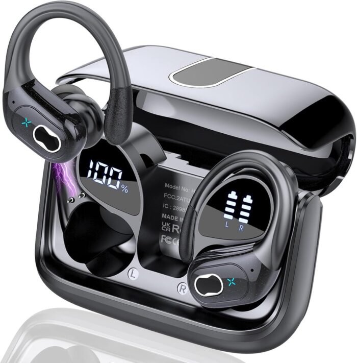 Synyq Active Draadloze Sport Oordopjes - 75 uur Speeltijd - Ruisonderdrukking - Waterbestendigheid - Bluetooth Oordopjes - Sport Oortjes - Oortjes Draadloos - Zwart - vaderdag cadeau