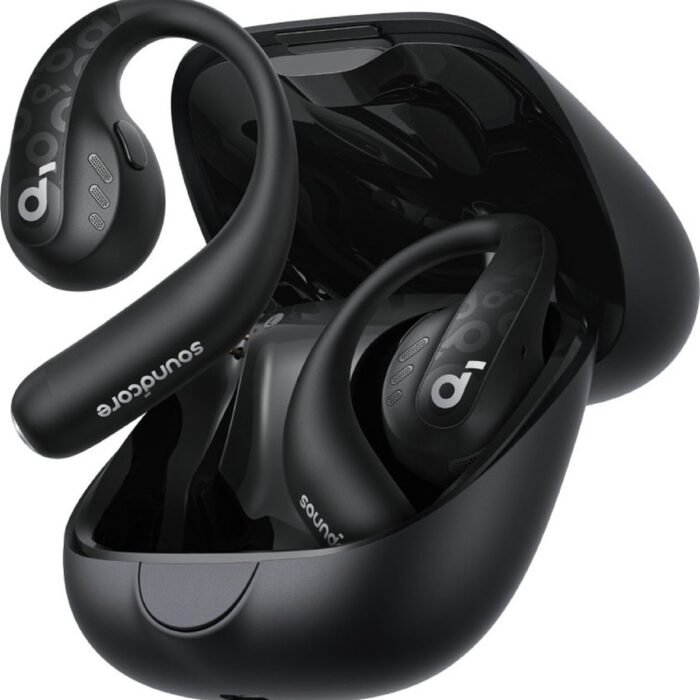 soundcore by Anker AeroFit Pro Draadloze Open-Ear Oordopjes Zwart - Earbuds - Multipoint Connection, 46 uur accuduur, Bluetooth 5.3, Open-Ear Design, Verstelbare Nekband, IPX5 Spatwaterbestendig