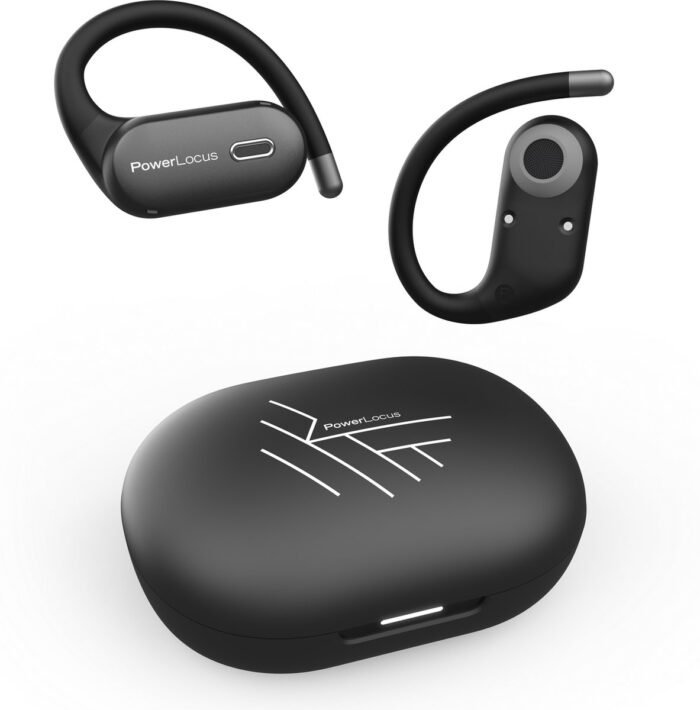 PowerLocus Move - Open-Ear Koptelefoon - Draadloze Oordopjes - Bluetooth 5.3 - Draadloze oortjes - Waterproof Sport Oortjes - Universeel - Zwart